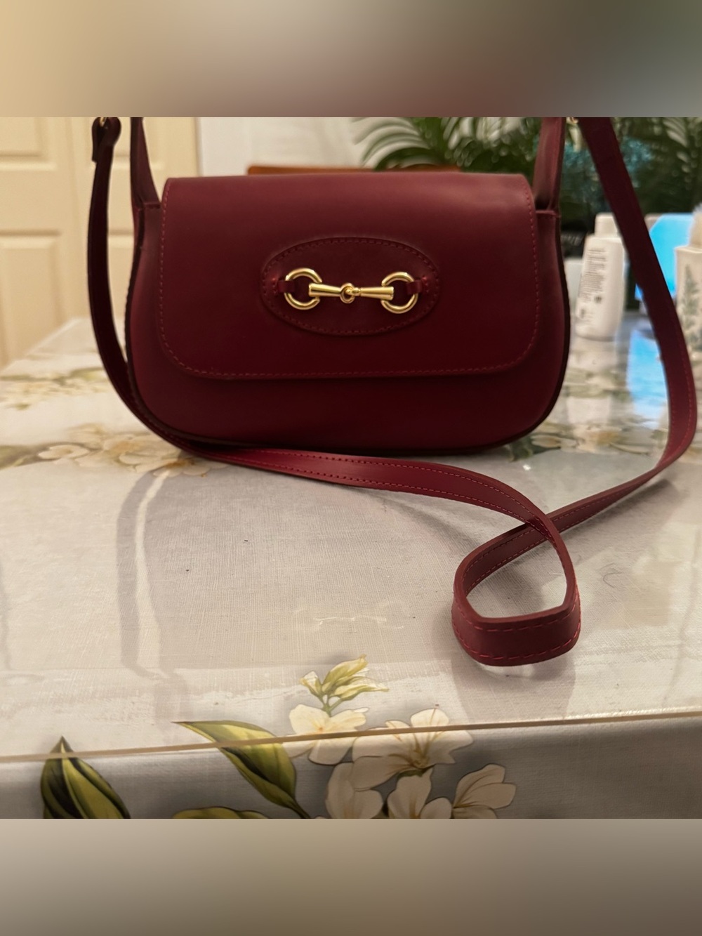 Persaman Classic Burgundy Real Leather Crossbody Bag Made in Italy